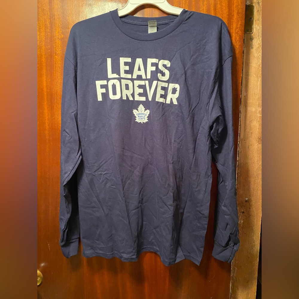 Gildan Navy Blue Leafs Forever Long Sleeve Tee